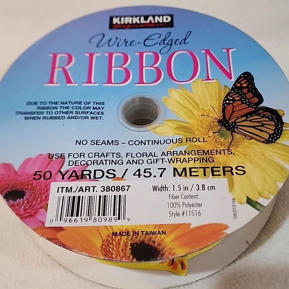 3 Rolls Kirkland Wire-edged Ribbon, 1-1/2